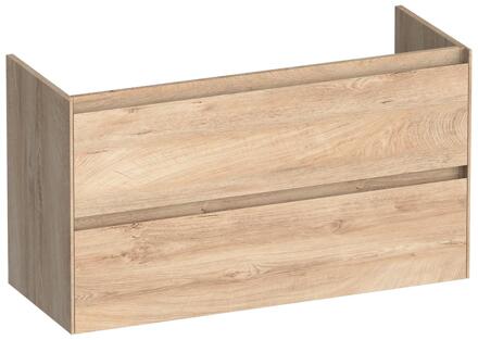 Brauer Inspire - Onderkast Ondiep - 100 cm - met 2 Softclose Lades Greeploos en 1 Sifon Uitsparing - Forest Wheat