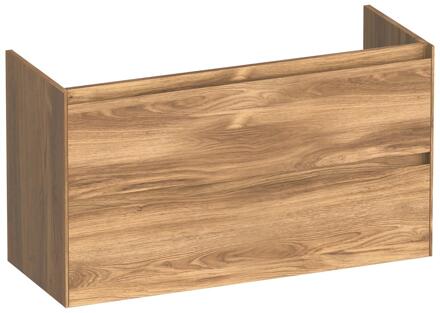 Brauer Inspire - Onderkast Ondiep - 100 cm - met 2 Softclose Lades Greeploos en 1 Sifon Uitsparing - Honey