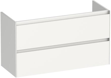 Brauer Inspire - Onderkast Ondiep - 100 cm - met 2 Softclose Lades Greeploos en 1 Sifon Uitsparing - Hoogglans Wit