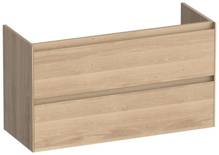 Brauer Inspire - Onderkast Ondiep - 100 cm - met 2 Softclose Lades Greeploos en 1 Sifon Uitsparing - Lamellen Eiken Naturel