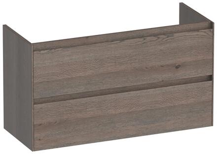 Brauer Inspire - Onderkast Ondiep - 100 cm - met 2 Softclose Lades Greeploos en 1 Sifon Uitsparing - Lamellen Eiken Zwart