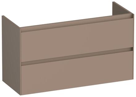 Brauer Inspire - Onderkast Ondiep - 100 cm - met 2 Softclose Lades Greeploos en 1 Sifon Uitsparing - Mat Mokka