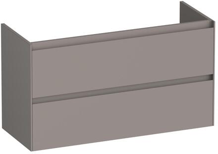 Brauer Inspire - Onderkast Ondiep - 100 cm - met 2 Softclose Lades Greeploos en 1 Sifon Uitsparing - Mat Taupe