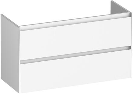 Brauer Inspire - Onderkast Ondiep - 100 cm - met 2 Softclose Lades Greeploos en 1 Sifon Uitsparing - Mat Wit