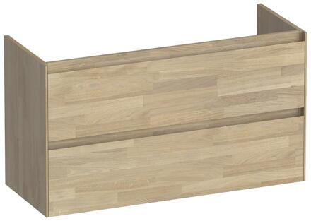 Brauer Inspire - Onderkast Ondiep - 100 cm - met 2 Softclose Lades Greeploos en 1 Sifon Uitsparing - Vingerlas Eiken Grijs