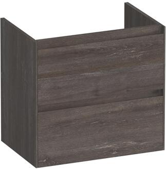 Brauer Inspire - Onderkast Ondiep - 60 cm - met 2 Softclose Lades Greeploos en 1 Sifon Uitsparing - Driftwood