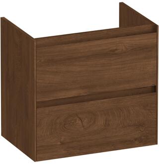 Brauer Inspire - Onderkast Ondiep - 60 cm - met 2 Softclose Lades Greeploos en 1 Sifon Uitsparing - Forest Cacao