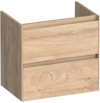 Brauer Inspire - Onderkast Ondiep - 60 cm - met 2 Softclose Lades Greeploos en 1 Sifon Uitsparing - Forest Wheat