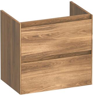 Brauer Inspire - Onderkast Ondiep - 60 cm - met 2 Softclose Lades Greeploos en 1 Sifon Uitsparing - Honey