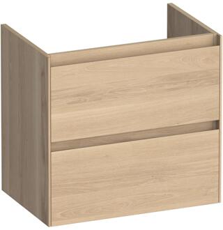 Brauer Inspire - Onderkast Ondiep - 60 cm - met 2 Softclose Lades Greeploos en 1 Sifon Uitsparing - Lamellen Eiken Naturel