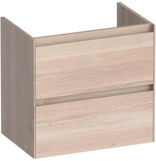 Brauer Inspire - Onderkast Ondiep - 60 cm - met 2 Softclose Lades Greeploos en 1 Sifon Uitsparing - Lamellen Eiken Wit