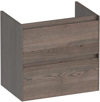 Brauer Inspire - Onderkast Ondiep - 60 cm - met 2 Softclose Lades Greeploos en 1 Sifon Uitsparing - Lamellen Eiken Zwart