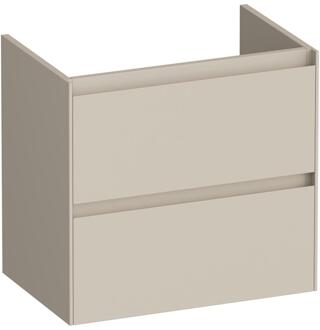 Brauer Inspire - Onderkast Ondiep - 60 cm - met 2 Softclose Lades Greeploos en 1 Sifon Uitsparing - Mat Beige