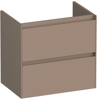 Brauer Inspire - Onderkast Ondiep - 60 cm - met 2 Softclose Lades Greeploos en 1 Sifon Uitsparing - Mat Mokka