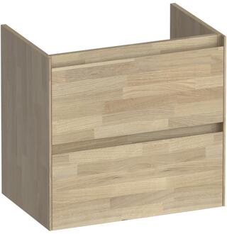 Brauer Inspire - Onderkast Ondiep - 60 cm - met 2 Softclose Lades Greeploos en 1 Sifon Uitsparing - Vingerlas Eiken Grijs