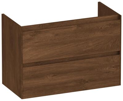 Brauer Inspire - Onderkast Ondiep - 80 cm - met 2 Softclose Lades Greeploos en 1 Sifon Uitsparing - Forest Cacao