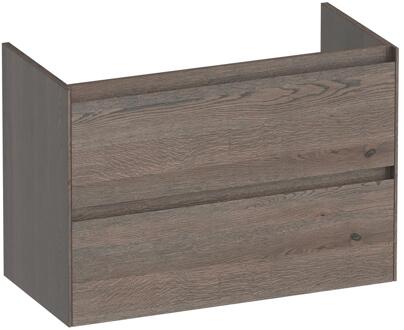 Brauer Inspire - Onderkast Ondiep - 80 cm - met 2 Softclose Lades Greeploos en 1 Sifon Uitsparing - Lamellen Eiken Zwart