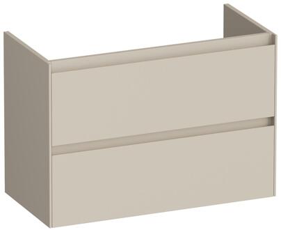 Brauer Inspire - Onderkast Ondiep - 80 cm - met 2 Softclose Lades Greeploos en 1 Sifon Uitsparing - Mat Beige