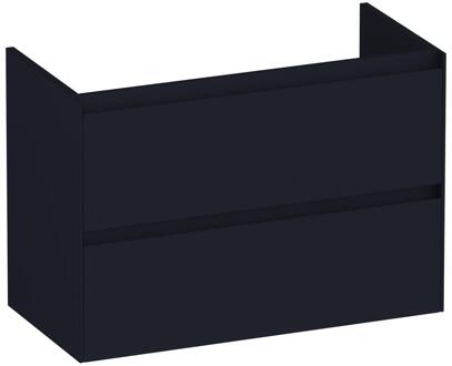 Brauer Inspire - Onderkast Ondiep - 80 cm - met 2 Softclose Lades Greeploos en 1 Sifon Uitsparing - Mat Zwart