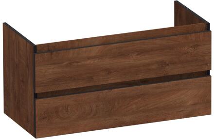 Brauer Joy Edge - Onderkast - 100 cm - met 2 Softclose Lades Greeploos en 1 Sifon Uitsparing - Forest Cacao