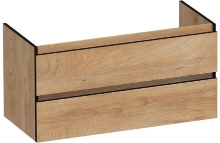 Brauer Joy Edge - Onderkast - 100 cm - met 2 Softclose Lades Greeploos en 1 Sifon Uitsparing - Forest Tan