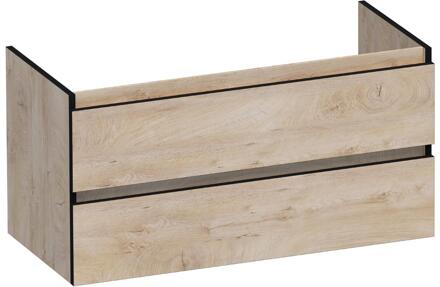 Brauer Joy Edge - Onderkast - 100 cm - met 2 Softclose Lades Greeploos en 1 Sifon Uitsparing - Forest Wheat