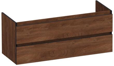 Brauer Joy Edge - Onderkast - 120 cm - met 2 Softclose Lades Greeploos en 1 Sifon Uitsparing - Forest Cacao