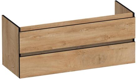 Brauer Joy Edge - Onderkast - 120 cm - met 2 Softclose Lades Greeploos en 1 Sifon Uitsparing - Forest Tan