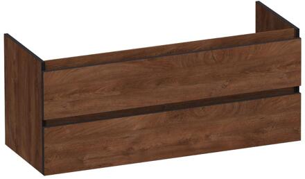 Brauer Joy Edge - Onderkast - 120 cm - met 2 Softclose Lades Greeploos en 2 Sifon Uitsparingen - Forest Cacao