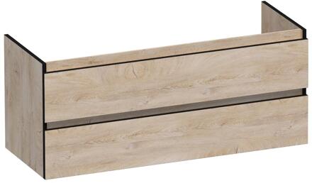 Brauer Joy Edge - Onderkast - 120 cm - met 2 Softclose Lades Greeploos en 2 Sifon Uitsparingen - Forest Wheat