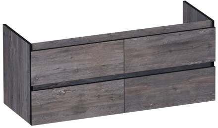 Brauer Joy Edge - Onderkast - 120 cm - met 4 Softclose Lades Greeploos en 2 Sifon Uitsparingen - Driftwood