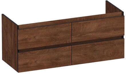 Brauer Joy Edge - Onderkast - 120 cm - met 4 Softclose Lades Greeploos en 2 Sifon Uitsparingen - Forest Cacao