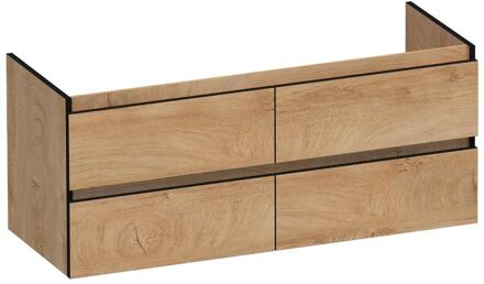 Brauer Joy Edge - Onderkast - 120 cm - met 4 Softclose Lades Greeploos en 2 Sifon Uitsparingen - Forest Tan