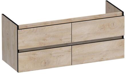 Brauer Joy Edge - Onderkast - 120 cm - met 4 Softclose Lades Greeploos en 2 Sifon Uitsparingen - Forest Wheat