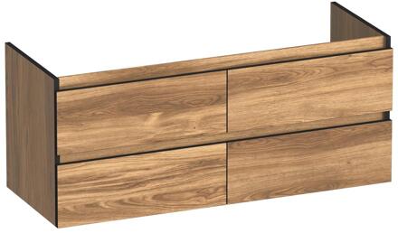Brauer Joy Edge - Onderkast - 120 cm - met 4 Softclose Lades Greeploos en 2 Sifon Uitsparingen - Honey