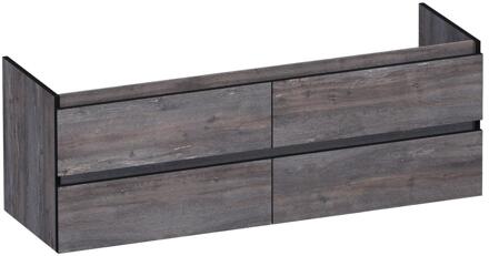 Brauer Joy Edge - Onderkast - 140 cm - met 4 Softclose Lades Greeploos en 2 Sifon Uitsparingen - Driftwood