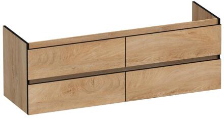 Brauer Joy Edge - Onderkast - 140 cm - met 4 Softclose Lades Greeploos en 2 Sifon Uitsparingen - Forest Tan