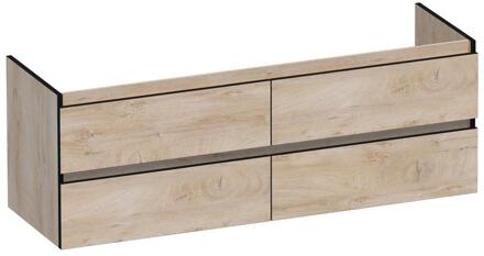 Brauer Joy Edge - Onderkast - 140 cm - met 4 Softclose Lades Greeploos en 2 Sifon Uitsparingen - Forest Wheat