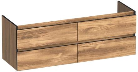 Brauer Joy Edge - Onderkast - 140 cm - met 4 Softclose Lades Greeploos en 2 Sifon Uitsparingen - Honey