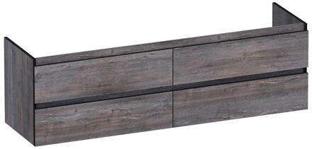 Brauer Joy Edge - Onderkast - 160 cm - met 4 Softclose Lades Greeploos en 2 Sifon Uitsparingen - Driftwood