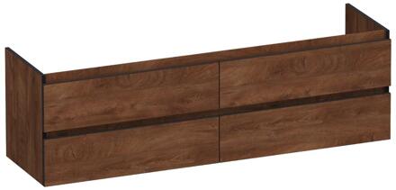 Brauer Joy Edge - Onderkast - 160 cm - met 4 Softclose Lades Greeploos en 2 Sifon Uitsparingen - Forest Cacao