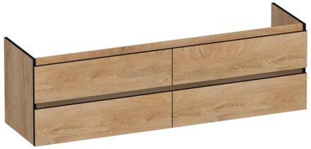 Brauer Joy Edge - Onderkast - 160 cm - met 4 Softclose Lades Greeploos en 2 Sifon Uitsparingen - Forest Tan