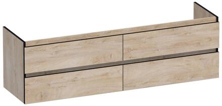 Brauer Joy Edge - Onderkast - 160 cm - met 4 Softclose Lades Greeploos en 2 Sifon Uitsparingen - Forest Wheat