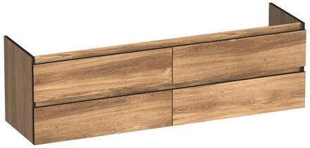 Brauer Joy Edge - Onderkast - 160 cm - met 4 Softclose Lades Greeploos en 2 Sifon Uitsparingen - Honey