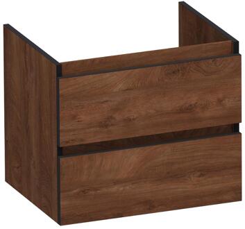 Brauer Joy Edge Onderkast 60 cm - met 2 Softclose Lades Greeploos en 1 Sifon Uitsparing - Forest Cacao