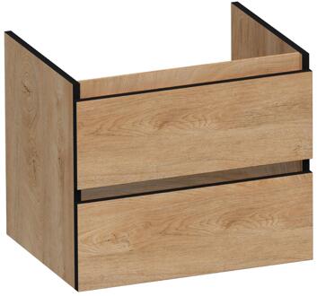 Brauer Joy Edge Onderkast 60 cm - met 2 Softclose Lades Greeploos en 1 Sifon Uitsparing - Forest Tan
