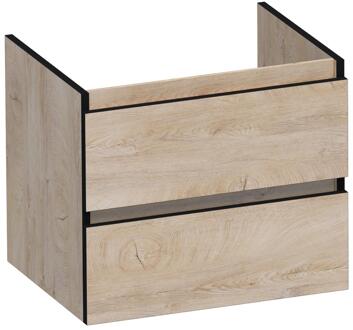 Brauer Joy Edge Onderkast 60 cm - met 2 Softclose Lades Greeploos en 1 Sifon Uitsparing - Forest Wheat