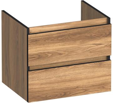 Brauer Joy Edge Onderkast 60 cm - met 2 Softclose Lades Greeploos en 1 Sifon Uitsparing - Honey