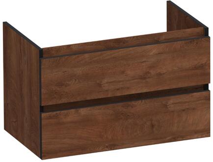 Brauer Joy Edge Onderkast 80 cm - met 2 Softclose Lades Greeploos en 1 Sifon Uitsparing - Forest Cacao