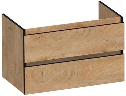 Brauer Joy Edge Onderkast 80 cm - met 2 Softclose Lades Greeploos en 1 Sifon Uitsparing - Forest Tan